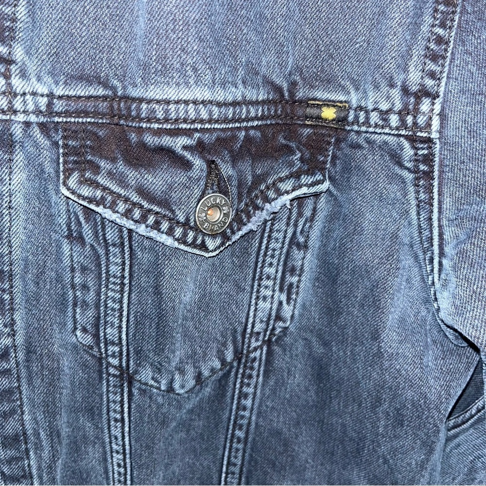 Lucky Brand Fur Collar Jean Jacket Large - Picture 6 of 6